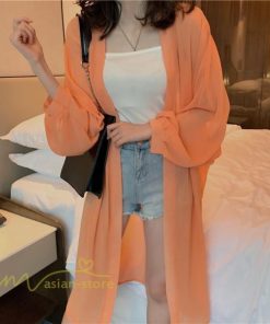 カーディガン | レディース 春 ロング ひんやり 夏 フェミニン カジュアル 無地 白 黒 コーデ オフィス 長袖 激売れ 薄手 細見え 体型カバー お出かけ シフォン