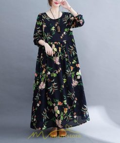 マキシ | 長袖ワンピース 秋物 レディース ロングワンピース 花柄 夏 30代40代 大人 秋ワンピース 新作 ワンピース Aラインワンピ ゆったり 旅行 広い裾 可愛い 揺れる