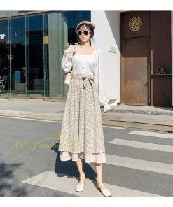 スカート | フレアロングレデイース リネンウエストゴム 綿麻混 マキシマキシ リゾート チェック柄 体型カバー