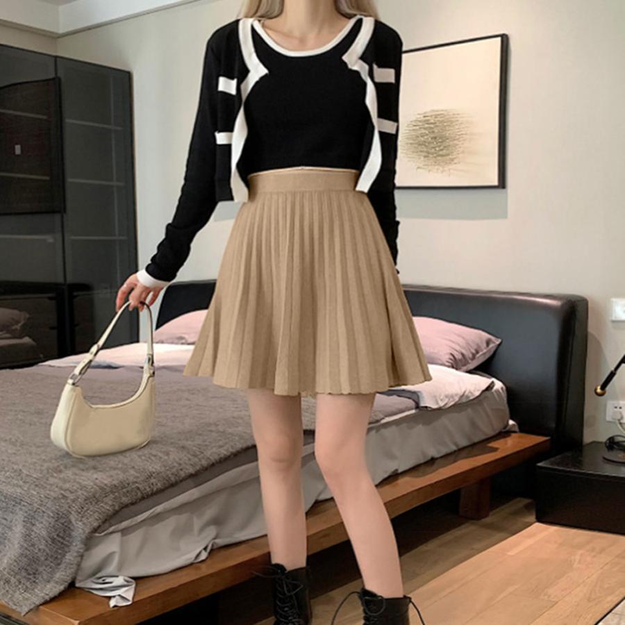ミニスカート | プリーツスカート 編み レディース 韓国