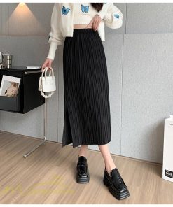 スカート | ロングレディース 無地 秋冬 コーデ カジュアル ウエストゴム きれいめ 可愛い 裾口スリット OL ビジネス 20代 30代 大人 40代 オフィス