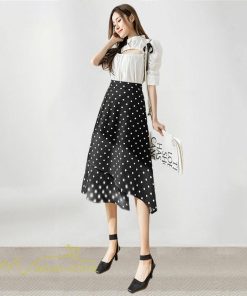 スカート | ロング 水玉 春夏 Aラインエレガント レディース 40代 ハイウェストボトムス 大人 通勤OL 体型カバー 20代 オシャレ30代 50代