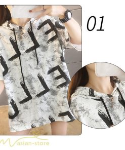 ｔシャツ・カットソー | Tシャツ パーカー レディース ゆったり 半袖 プリント フード付き 可愛い 大きいサイズ 上品 夏服 体型カバー カットソー 薄手 カジュアル 上品 おしゃれ