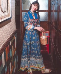 マキシ | ワンピース ロングワンピース マキシ丈 ロング丈 文芸風 長袖 ゆったり エスニック風 民族風 体型カバー フレア フェミニン 可愛い 着痩せ ナチュラル おしゃれ