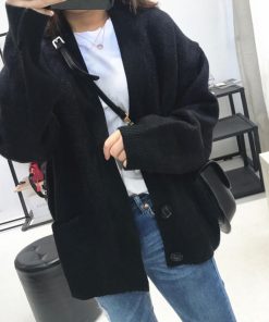 カーディガン | アウター ゆったりVネック ポケット付き 体型カバー 羽織 カーデトップス 無地 おしゃれ ニットレディース