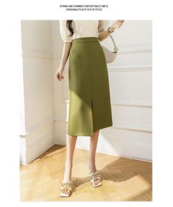 スカート | ボトムス 膝下 スリット ひざ下 Aライン ウエストゴム 楽 大人 きれいめ 20代 30代 40代 サイドチャック 通勤 上品 ビジネス オフィス
