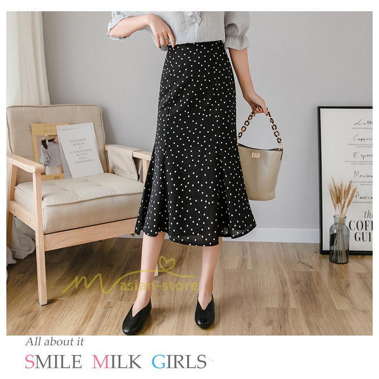 スカート | マーメイドマーメイド レディース ボトムス ロング丈 美シルエット ドット柄 シフォン20代30代40代 通勤通学 春夏 カジュアル 2022