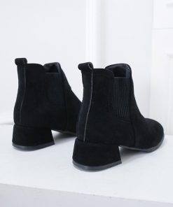 パンプス | サイドゴア レディース ローヒール靴 スエード 太ヒール ショートブーツ ブーティー 歩きやすい