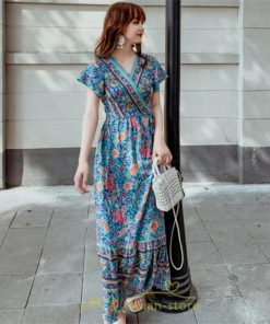 マキシ | ワンピース レディース ワンピ ロングワンピ ロング コットン ゆったり 夏 リゾート サマードレス かわいい 大人 Vネック オトナ 着痩せ レトロ 個性的