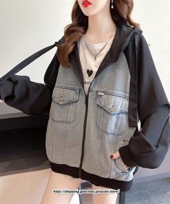 コート・ジャケット | フード付きデニムジャケット デニムジャケット レディース フード付き デニム ジャケット 送料無料 切り替え おしゃれ カジュアル 2022 細身 着痩せ 秋 冬 通勤