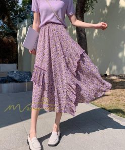 スカート | シフォンスカートマキシスカートフレアシフォンマキシ丈スカート夏 リゾートウエストゴムロングスカート結婚式 20代30代40代50代 カジュアル 不規則