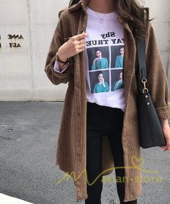 在庫ある | 短納期ロングシャツ アウター コーデュロイレディースブラウス カーディガン ゆったりシャツトップス オフィスブラウス 春秋着こなし インナーシャツ 通学通勤