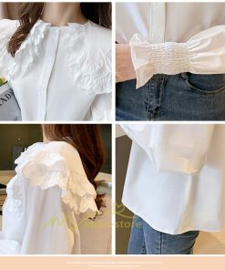 シャツ・ブラウス | ブラウス レディース 長袖 白 おしゃれ 綿 春 夏 トップス コットン 無地 長袖シャツ ファッション カジュアル エレガント 優雅 通勤 OL 上品 オシャレ 細身