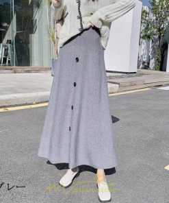 スカート | Aラインレディース マキシロング マキシ プ 着痩せ 秋冬 お呼ばれ トレンド お出かけ 通勤 リゾート 通学 ウェストゴム　ニット