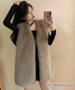 ベスト | ファーレディース 秋冬 ミドル丈 アウター ジレ 羽織り 前開き カーディガン フェイクファー コーデ ノーカラー 送料無料 秋物 冬服 袖なし