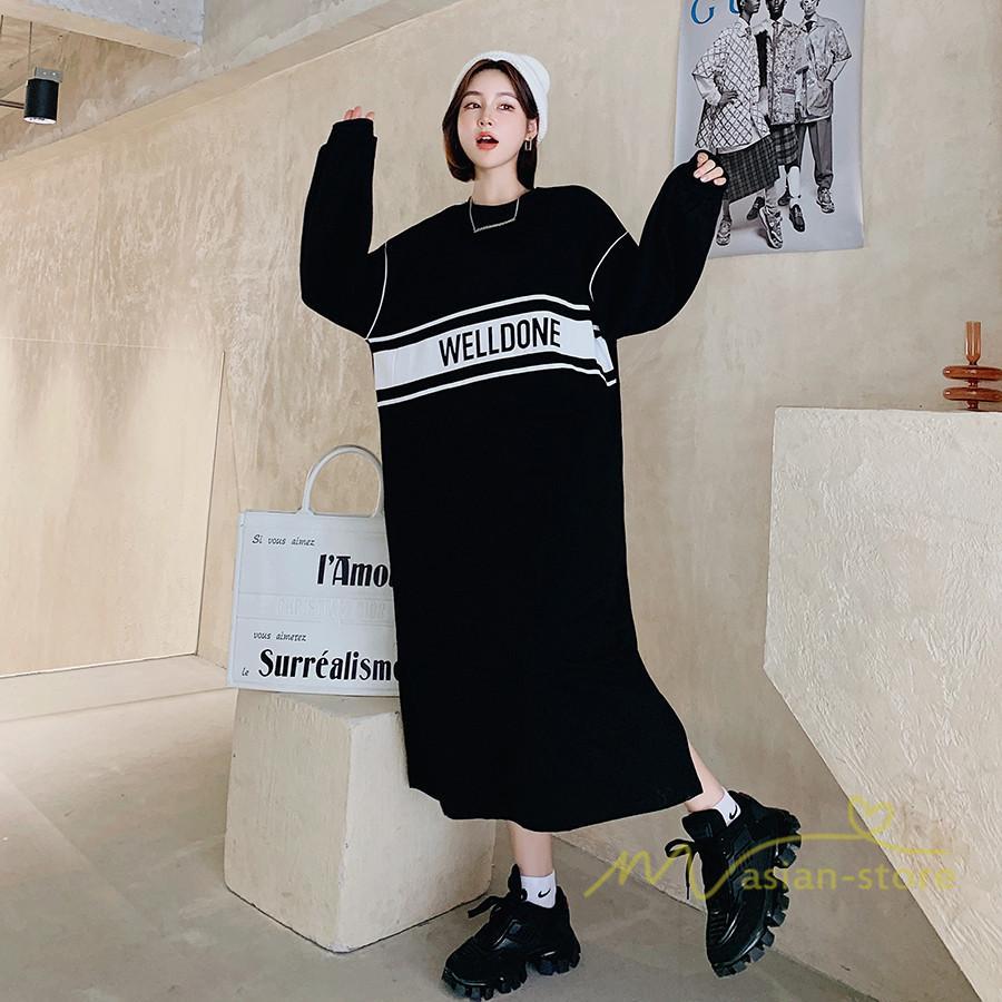 マキシ | 黒ワンピース 長袖ワンピース 秋物 レディース ロングワンピース ゆったり 大きいサイズ 裾スリット 30代40代 大人 ワンピース かわいい 通学通勤 20代50代