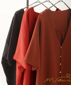 マキシ | ワンピース 五分袖 ロングワンピース レディース 秋物 夏 羽織り ゆったり 大きめ ポケット Aラインワンピース 30代40代50代 無地 可愛い 落ち感 Vネック 大人