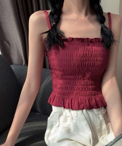 キャミソール | インナー ベアトップ レディース ストラップ付き チューブトップ トップス 韓国ファッション ストレッチ ギャザー飾り フリル