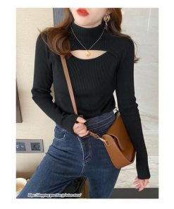 ニット・セーター | カットソー ニット レディース リブニット 長袖 秋冬 春 トップス スリム ストレッチ インナー 無地 通学通勤 着痩せ 長袖カットソー 長袖ニット プルオーバー