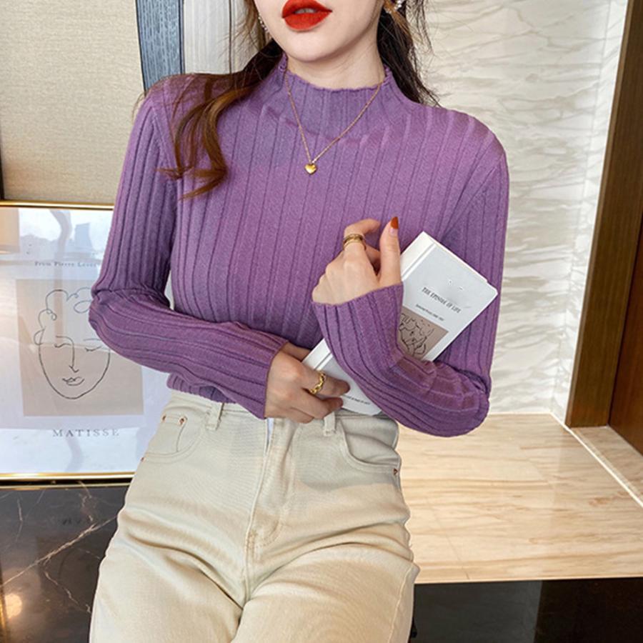 ニット・セーター | リブニットトップス プチハイネック