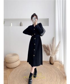 ニットワンピース | ニット ワンピース レディース 秋冬 春  Vネック 長袖 ロング丈 スリット キレイめ 上品 お出かけ 送料無料 女子会 二次会 同窓会 デート