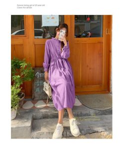 マキシ | ワンピース レディース 秋 冬 長袖 おしゃれ きれいめ フリル 可愛い 無地 ロング丈 ミモレ丈 ゆったり 2021 シンプル 秋新作 ゆったり 上品 カジュアル