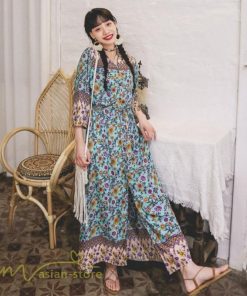 マキシ | マキシワンピース 春 夏 秋 レディース ワンピース 旅行 7分袖 カジュアル ロングワンピース 40代 花柄 旅行着 ゆったり 20代30代 Aラインワンピース お出かけ