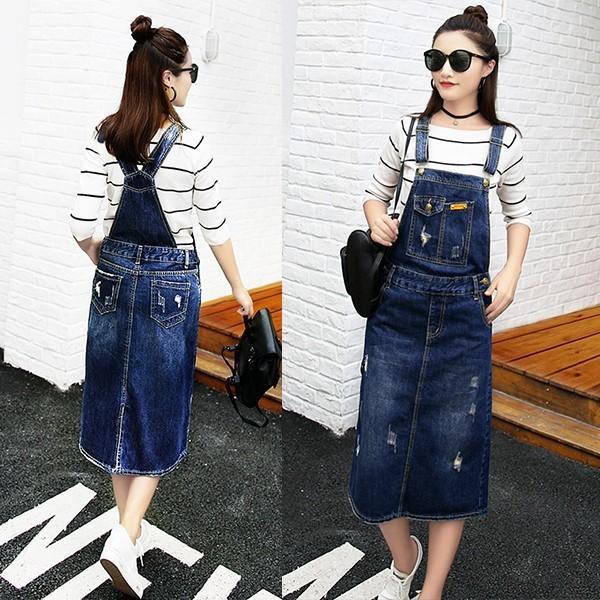 オーバーオール サロペット | 即日発送 ジャンパースカート サロペット デニムスカート ワンピース レディース サロペットスカート オーバーオール ロング丈 Denim ボトムス キュート