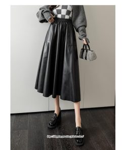 スカート | ロングレザープリーツAライン秋 冬 レディース ロング丈 着痩せ 20代 30代 40代 送料無料 50代 2022年