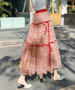 スカート | フレアロングレデイース リネンウエストゴム 綿麻混 マキシマキシ レトロ風 体型カバー リゾート 夏物