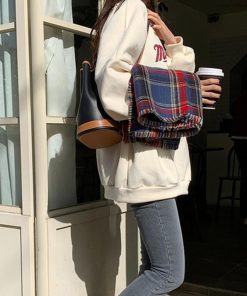 マフラー | チェック リバーシブル フリンジ付きストール 大判 厚手 肩掛け