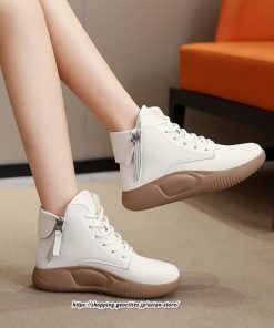 ブーツ | ムートンレディース ショート 編み上げ ジッパー付き スニーカー カジュアル 歩きやすい 秋 2022新作 冬 痛くない 内ボア