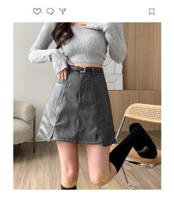 スカート | ミニ秋冬 レザー 無地 レディース 40代 Aライン 30代 20代 50代 着痩せ 通勤 オシャレ カジュアル オフィス OL 着痩せ ベルト付き