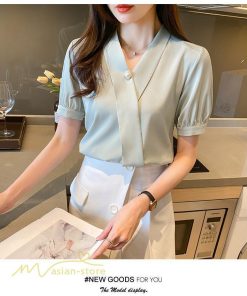 シャツ・ブラウス | レディースシャツ 半袖シャツ レディース 無地 Vネック サマーシャツ ブラウス 40代 大きいサイズ 着痩せ カジュアル 20代30代 オフィス フォーマル 韓国風