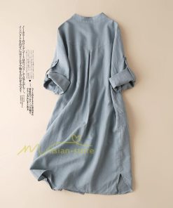 ミディアム | シャツワンピ 2WAY カーディガン 長袖 ロング 無地 体型カバー ワンピース アウター レディース ロングシャツ チュニック トップス 綿麻混ワンピース 冷房対策