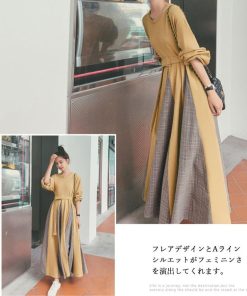 ワンピース | ロング春 異素材フレアワンピ