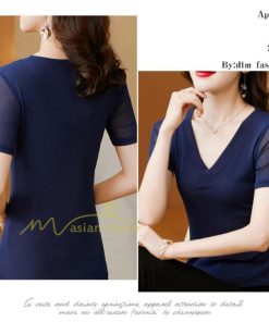 ｔシャツ・カットソー | トップス カットソー インナー Tシャツ レディース 春 カジュアル おしゃれ  女性用 シンプル 無地 20代30代40代50代 カシュクール 上品 着痩せ 夏物 ブラック