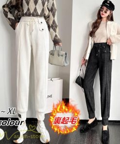 チノ・テーパード・ジョガー・スキニーパン | テーパードパンツ 厚手 裏起毛 レディース パンツ ロング丈 着痩せ ウエストゴム 秋冬コーデ 白 黒 おしゃれ ハイウエスト 暖かい 防寒 カジュアルパンツ