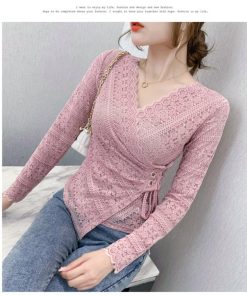 ｔシャツ・カットソー | ブラウス レース トップス Vネック 総レース 長袖 総花柄 レディース オフィス カットソー 透け感 エレガント 大人 重ね着 インナー きれいめ セクシー 春秋