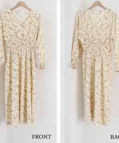 ワンピース | ウエストシャーリング花柄ロングワンピース