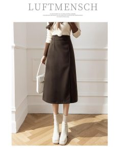 スカート | ロング 秋 秋服 レディース ボトムス ロングミモレ冬 スリット 無地 可愛い カジュアル 可愛い キレイめ オシャレ 着痩せ 韓国風