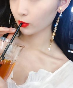 その他アクセサリー | ラインストーン ハートモチーフ パール 大人 ぶらさがり ビジューピアス チェーンピアス ロングピアス 大ぶり レディース