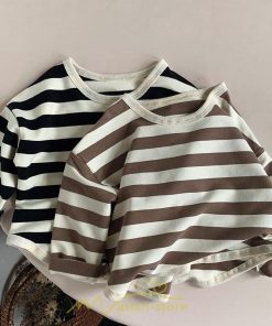 衣装 服 | 子供服 長袖Tシャツ キッズ 男の子 女の子 ロンT トップス 長袖 コットン 春 秋 カジュアル ボーダー柄 ナチュラル 可愛い 男女兼用