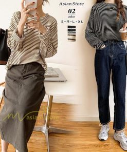 ｔシャツ・カットソー | Tシャツ レディース トップス 長袖 カットソー ボーダー シンプル ボートネック ストライプ柄 20代30代40代50代 着回し 通勤通学 お出かけ カジュアル 着痩せ