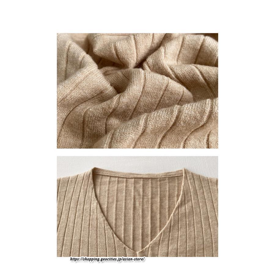 ニット・セーター | カットソー ニット レディース リブニット 長袖 秋冬 春 トップス スリム ストレッチ インナー 無地 着痩せ プルオーバー 長袖カットソー 長袖ニット 通学通勤