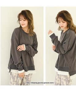 パーカー | スウエット トレーナー レディース トップス シャツ カジュアル 可愛い 春大活躍 レイヤードスタイル 長袖 大人 ボタンなし ゆったり 秋冬 防寒対策 送料無料