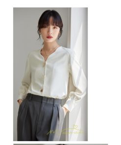 シャツ・ブラウス | ブラウス レディース シャツ トップス Vネック 長袖シャツ 無地 オフィス カジュアル おしゃれ 通勤 お仕事 フォーマル 上品 20代30代40代50代 可愛い