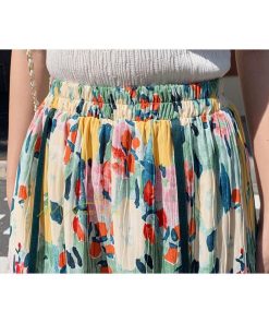 スカート | フレアミモレ丈 Aライン ウェストゴム 花柄 ロング 体型カバー レディース きれいめ 20代30代40代 通勤通学 上品 カジュアル マキシレトロ風