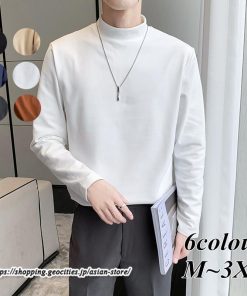Tシャツ | メンズ トップス 秋冬 保温 無地 モックネック メンズスタイル 20代 30代 通勤 通学 着回し ビジネス 40代 長袖カットソー 冬 50代 コーデ 秋