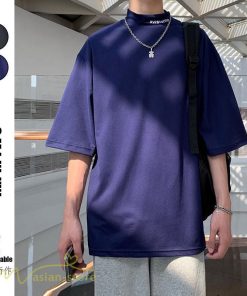 Tシャツ | Tシャツ メンズ 5分袖 カジュアル おしゃれ シンプル モックネック ゆったり 夏新作 英字 メンズスタイル 5分袖日常感 サマー カッコウイイ